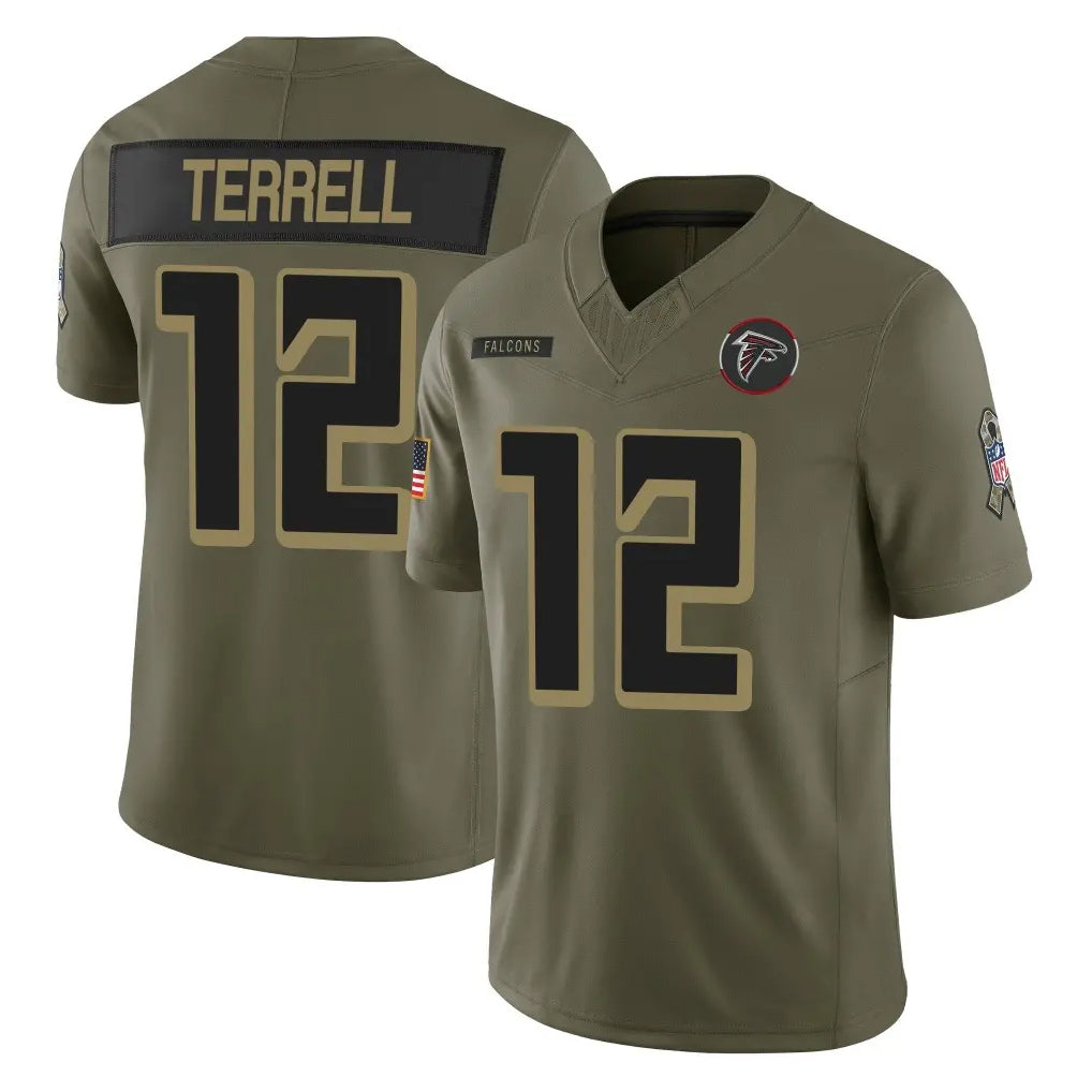A.Falcons #12 Avieon Terrell Player Olive Salute To Service Limited Home Game Gdoa Stitched Jerseys