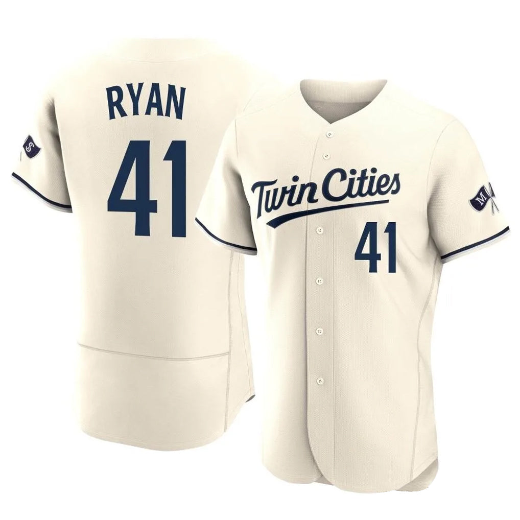 M.Twins #41 Joe Ryan Player Cream Home Limited Elite Fdoa Stitched Jerseys
