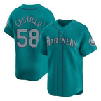 S.Mariners #58 Luis Castillo Player Teal Home Limited Fdoa Stitched Jerseys