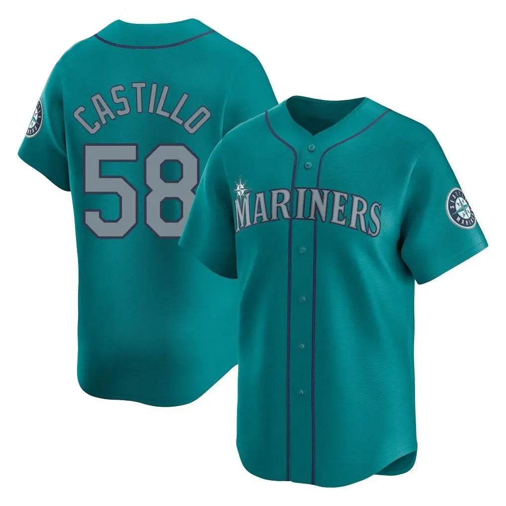 S.Mariners #58 Luis Castillo Player Teal Home Limited Fdoa Stitched Jerseys