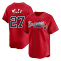 A.Braves #27 Austin Riley Player Red Limited Home Game Gdoa Stitched Jerseys