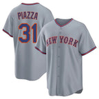 NY.Mets #31 Mike Piazza Player Gray Road Home Game Fdoa Stitched Jerseys