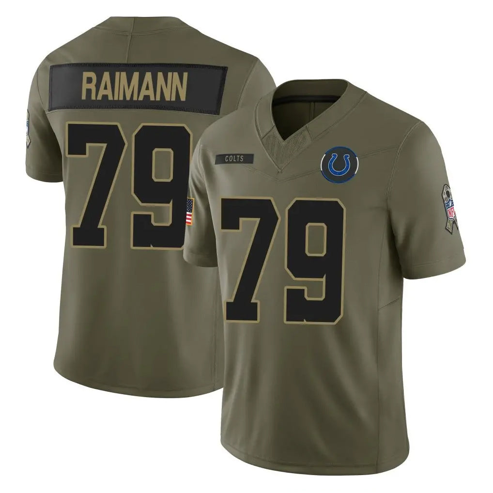 IN.Colts #79 Bernhard Raimann Player Olive 2025 Salute To Service Limited Game Gdoa Stitched Jerseys