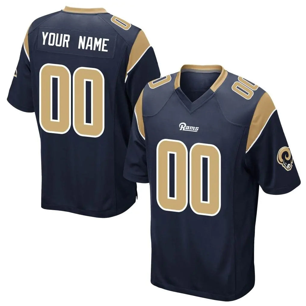 Custom LA.Rams Navy Home Game Any Name & Numbers Gdoa Stitched Jerseys