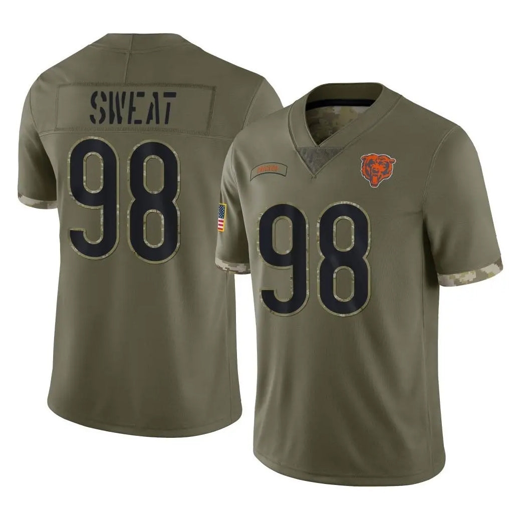 C.Bears #98 Montez Sweat Player Olive Salute to Service Limited Game Gdoa Stitched Jerseys