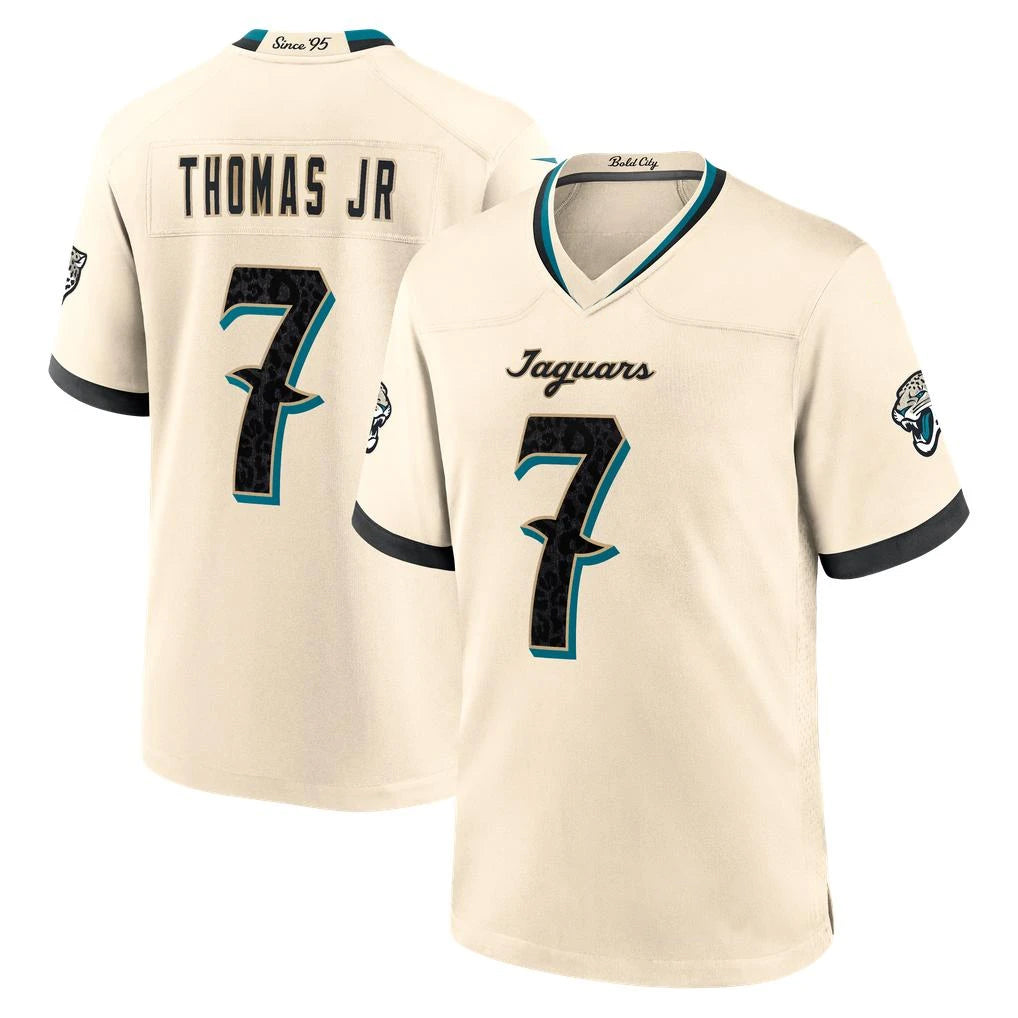 J.Jaguars #7 Brian Thomas Jr. Player Natural 2026 Rivalries Collection Game Gdoa Stitched Jerseys