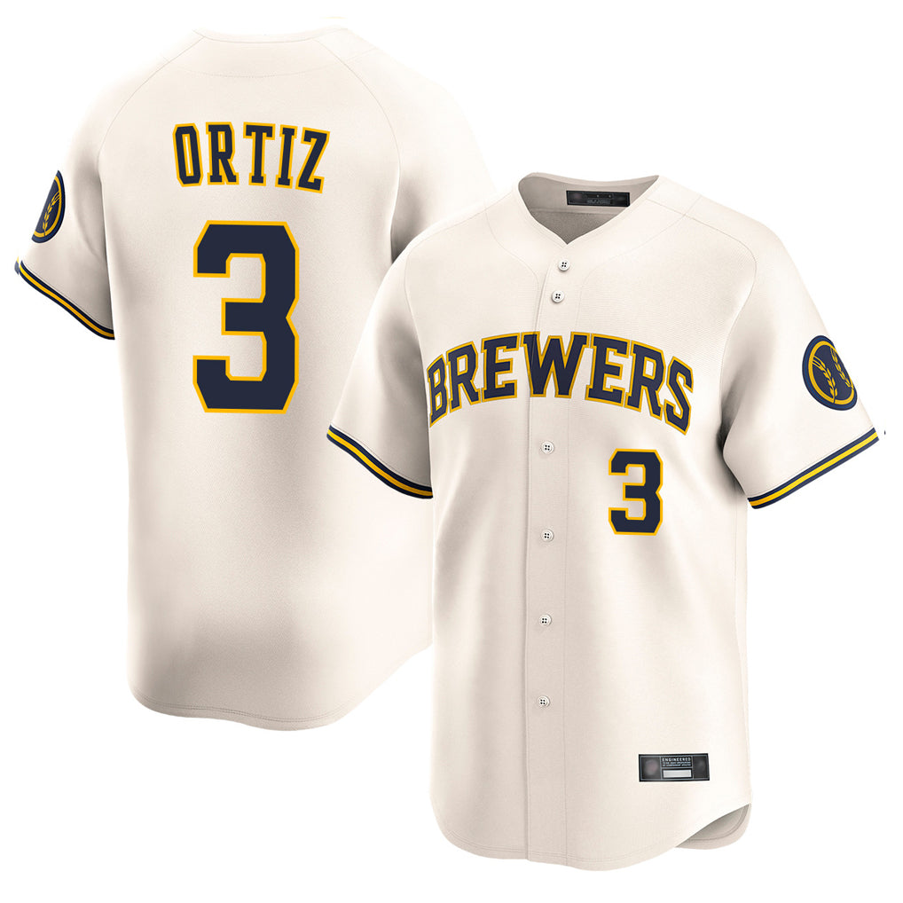 M.Brewers #3 Joey Ortiz Player Cream Home Limited Game Fdoa Stitched Jerseys