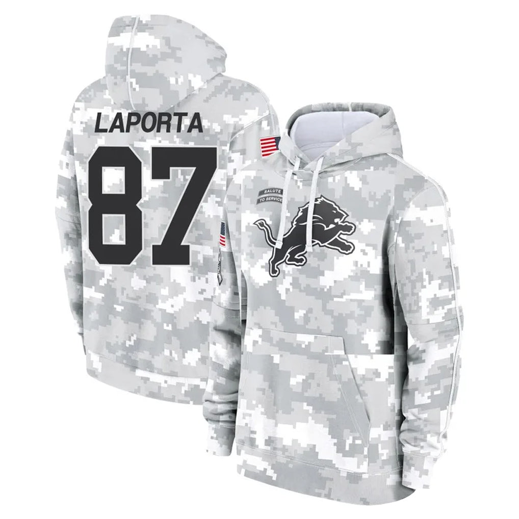 D.Lions #87 Sam LaPorta Player Arctic Camo Salute to Service Hoodies Limited Game Gdoa Stitched Jerseys