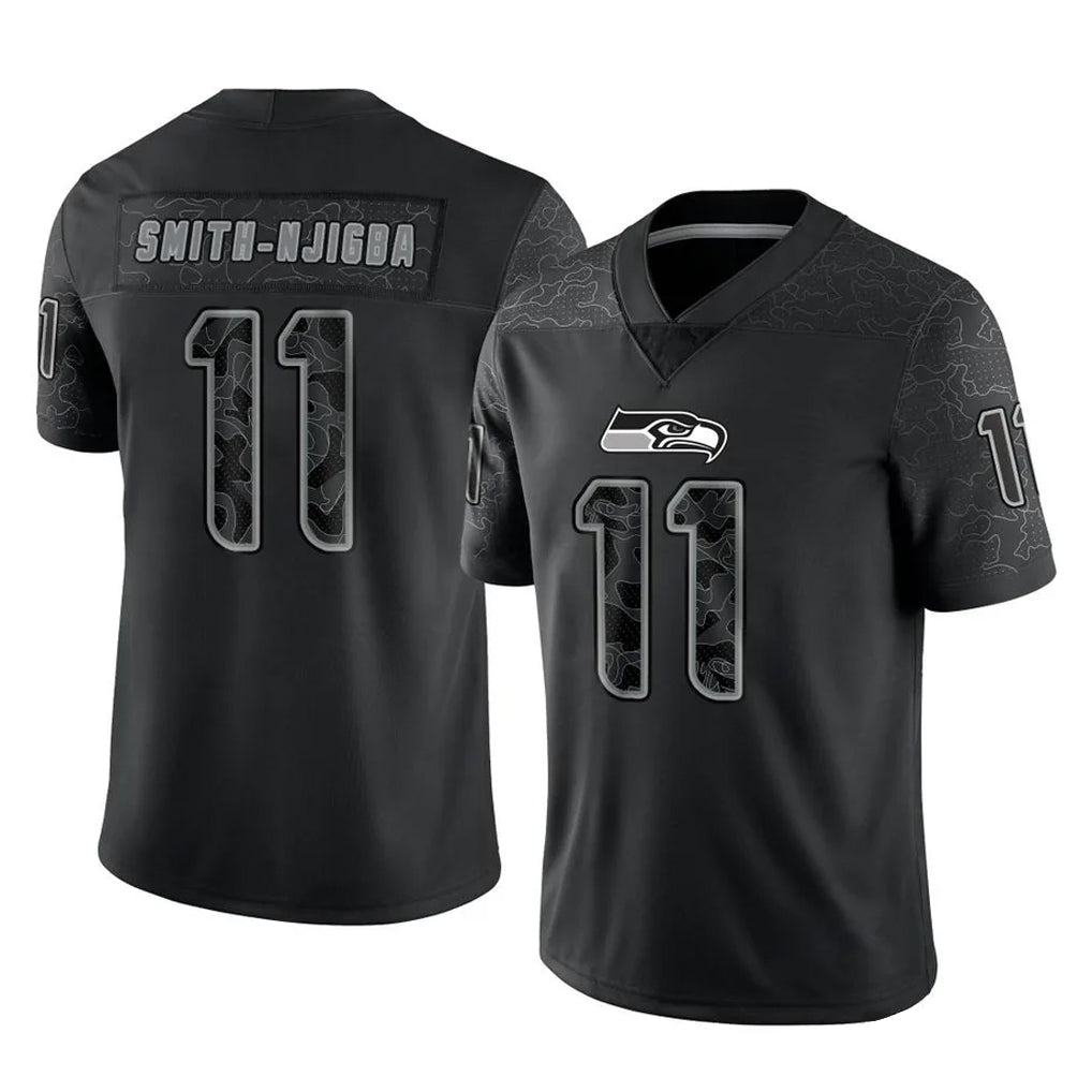 S.Seahawks #11 Jaxon Smith-Njigba Player Black Limited Reflective Home Game Gdoa Stitched Jerseys