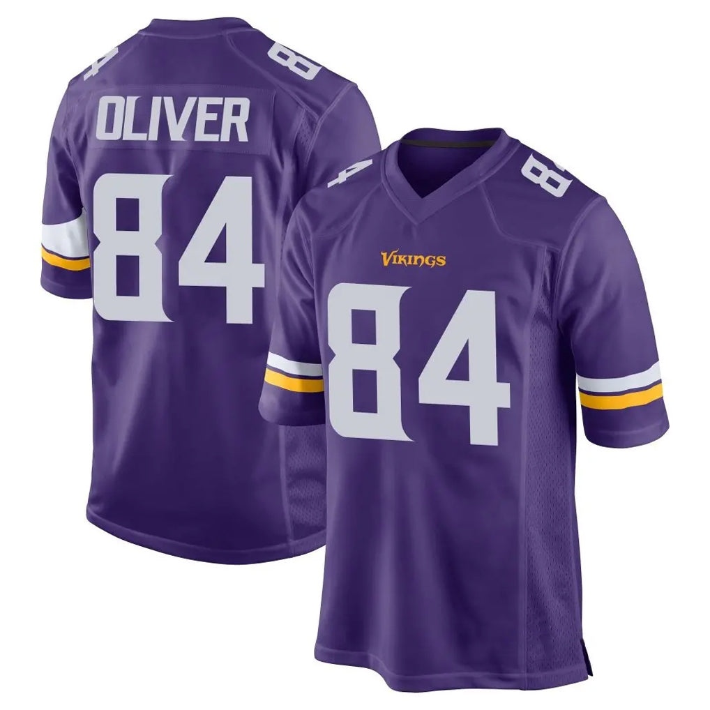 M.Vikings #84 Josh Oliver Player Purple Home Game Gdoa Stitched Jerseys