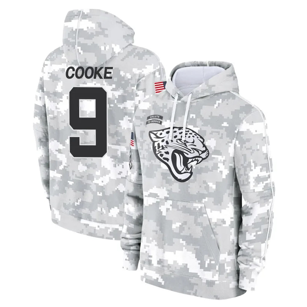 J.Jaguars #9 Logan Cooke Player Arctic Camo Salute to Service Hoodies Limited Game Gdoa Stitched Jerseys