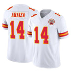 KC.Chiefs #14 Matt Araiza Player White Limited Vapor F.U.S.E. Home Game Gdoa Stitched Jerseys
