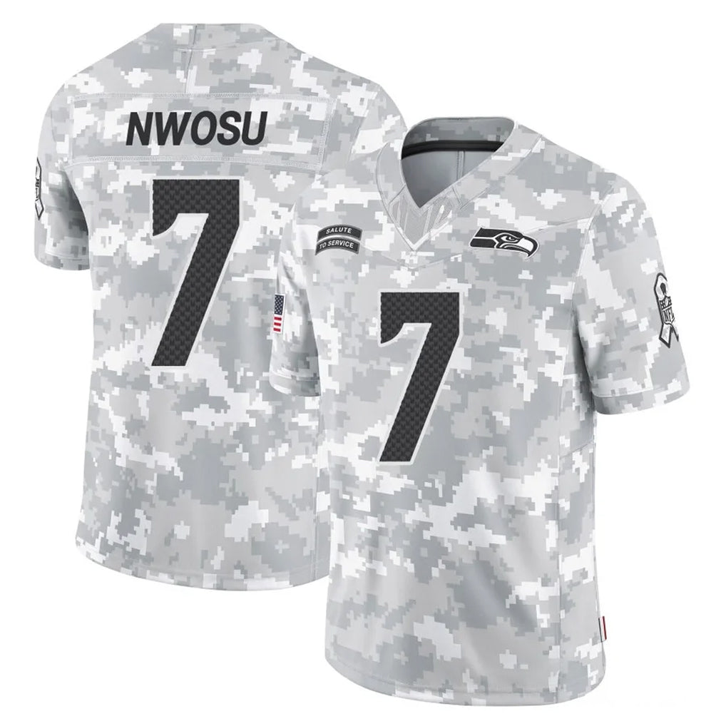 S.Seahawks #7 Uchenna Nwosu Player Arctic Camo Limited Salute To Service Home Game Gdoa Stitched Jerseys