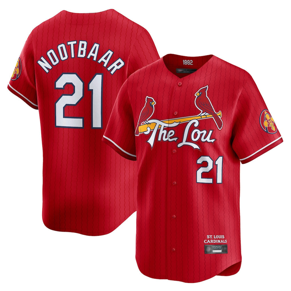 St. Louis Cardinals #21 Lars Nootbaar Player Red City Connect Limited Fdoa Stitched Jerseys