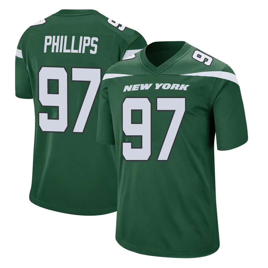 NY.Jets #97 Harrison Phillips Player Green Home Game Gdoa Stitched Jerseys