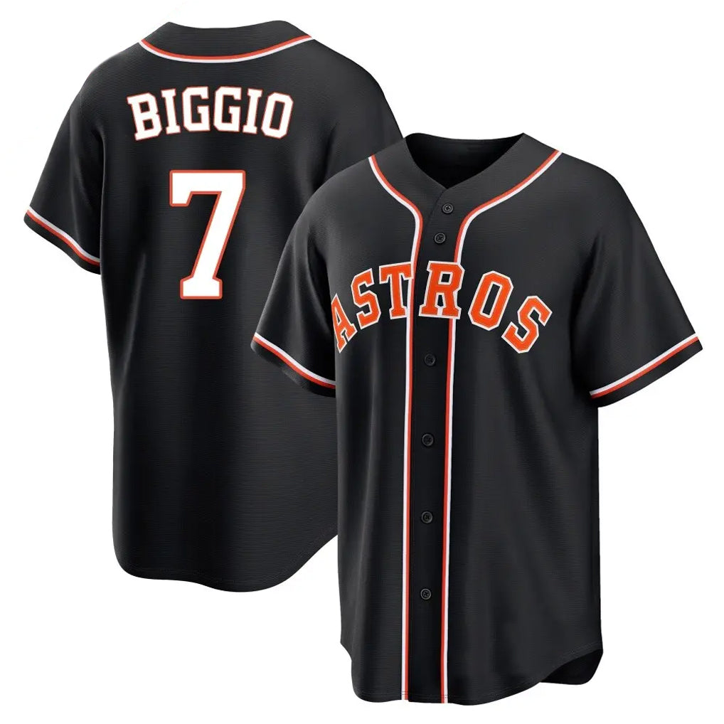 H.Astros #7 Craig Biggio Player Black Fashion Out Home Game Gdoa Stitched Jerseys