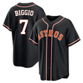 H.Astros #7 Craig Biggio Player Black Fashion Out Home Game Gdoa Stitched Jerseys