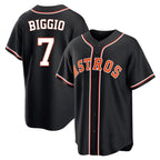 H.Astros #7 Craig Biggio Player Black Fashion Out Home Game Gdoa Stitched Jerseys