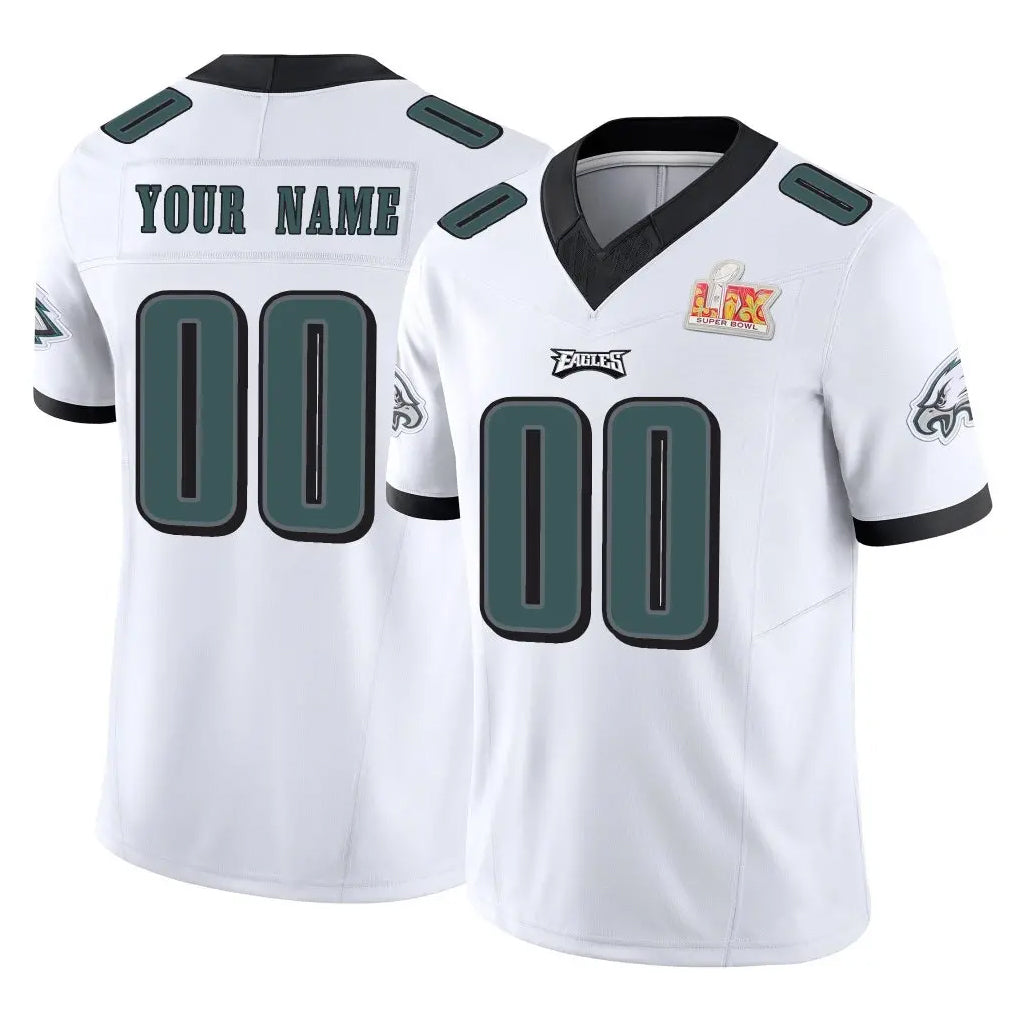 Custom P.Eagles White Limited Vapor F.U.S.E. Super Bowl LIX Home Game Any Name & Numbers Gdoa Stitched Jerseys
