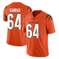C.Bengals #64 Ted Karras Player Orange Vapor Untouchable Limited Home Game Gdoa Stitched Jerseys