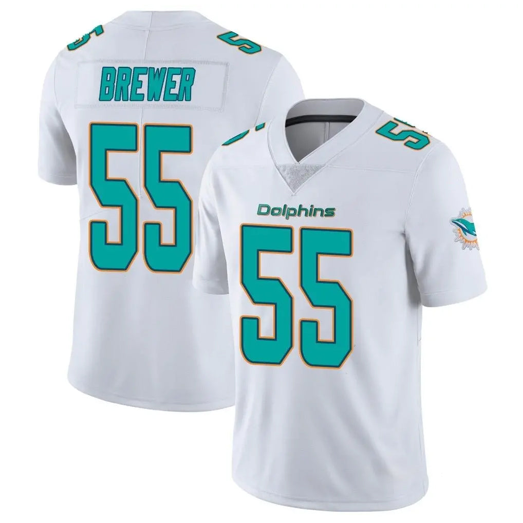M.Dolphins #55 Aaron Brewer Player White Limited Vapor Untouchable Home Game Gdoa Stitched Jerseys