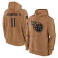 T.Titans #11 Jermaine Johnson II Player Brown Salute To Service Club Pullover Hoodies Home Game Gdoa Stitched Jerseys