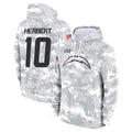 LA.Chargers #10 Justin Herbert Player Arctic Camo Salute to Service Hoodies Limited Game Gdoa Stitched Jerseys