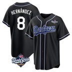 LA.Dodgers #8 Enrique Hern¨¢ndez Player Black World Series Carbon Limited Home Fdoa Stitched Jerseys
