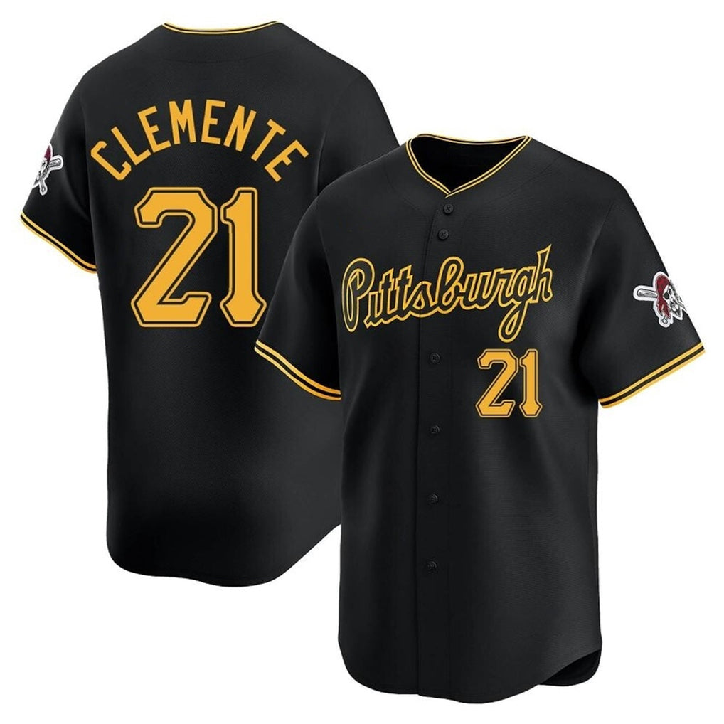 P.Pirates #21 Roberto Clemente Player Black Alt Home Limited Fdoa Stitched Jerseys