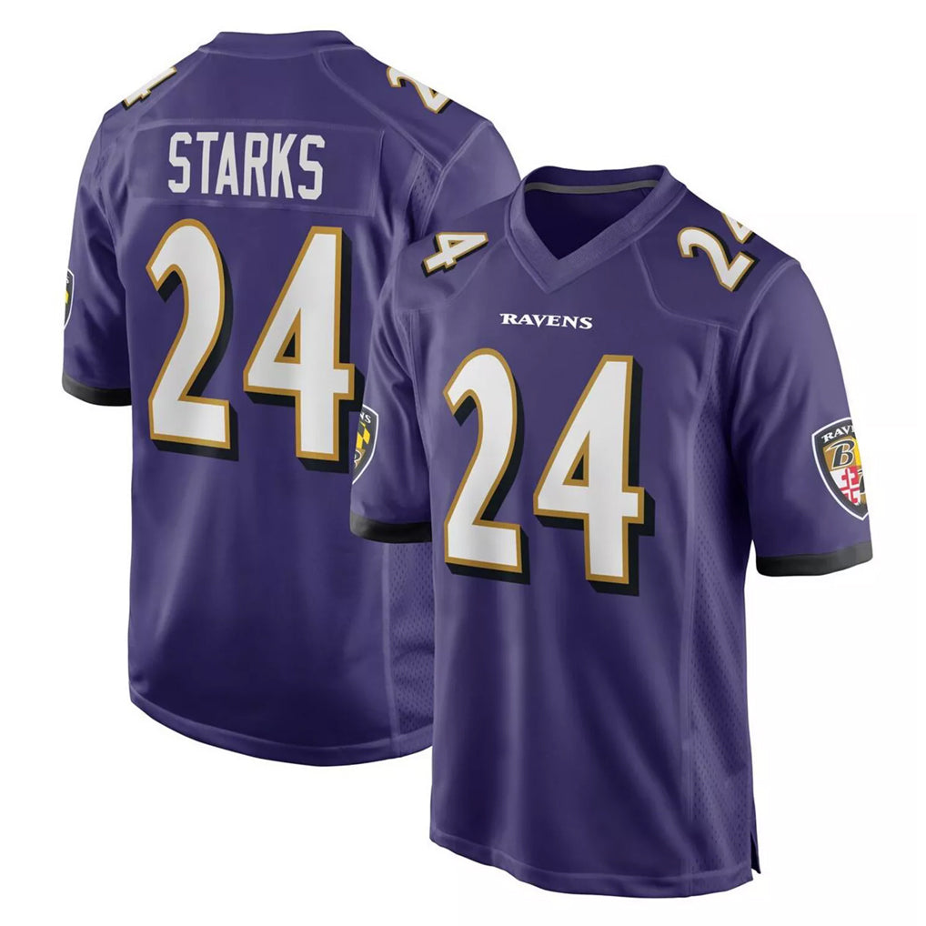 B.Ravens #24 Malaki Starks Player Purple Home Game Gdoa Stitched Jerseys