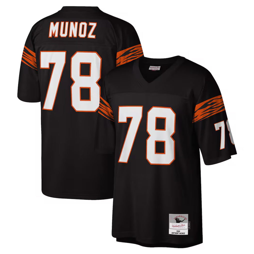 C.Bengals #78 Anthony Munoz Player Black Mitchell & Ness Legacy Replica Gdoa Stitched Jerseys