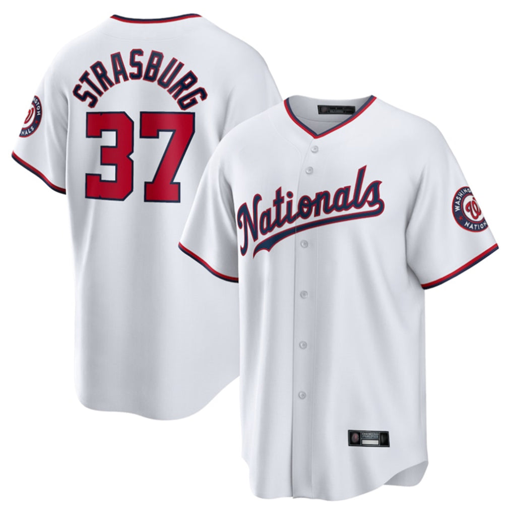 W.Nationals #37 Stephen Strasburg Player White Home Game Fdoa Stitched Jerseys
