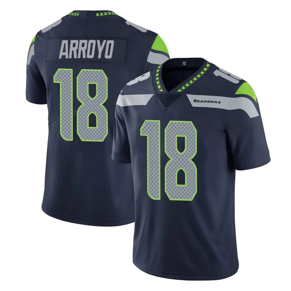 S.Seahawks #18 Elijah Arroyo Player Navy Limited Vapor Untouchable Home Game Gdoa Stitched Jerseys