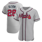 A.Braves #28 Matt Olson player Gray Authentic Road Stitched Jerseys