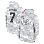 KC.Chiefs #7 Harrison Butker Player Arctic Camo Salute to Service Hoodies Limited Game Gdoa Stitched Jerseys