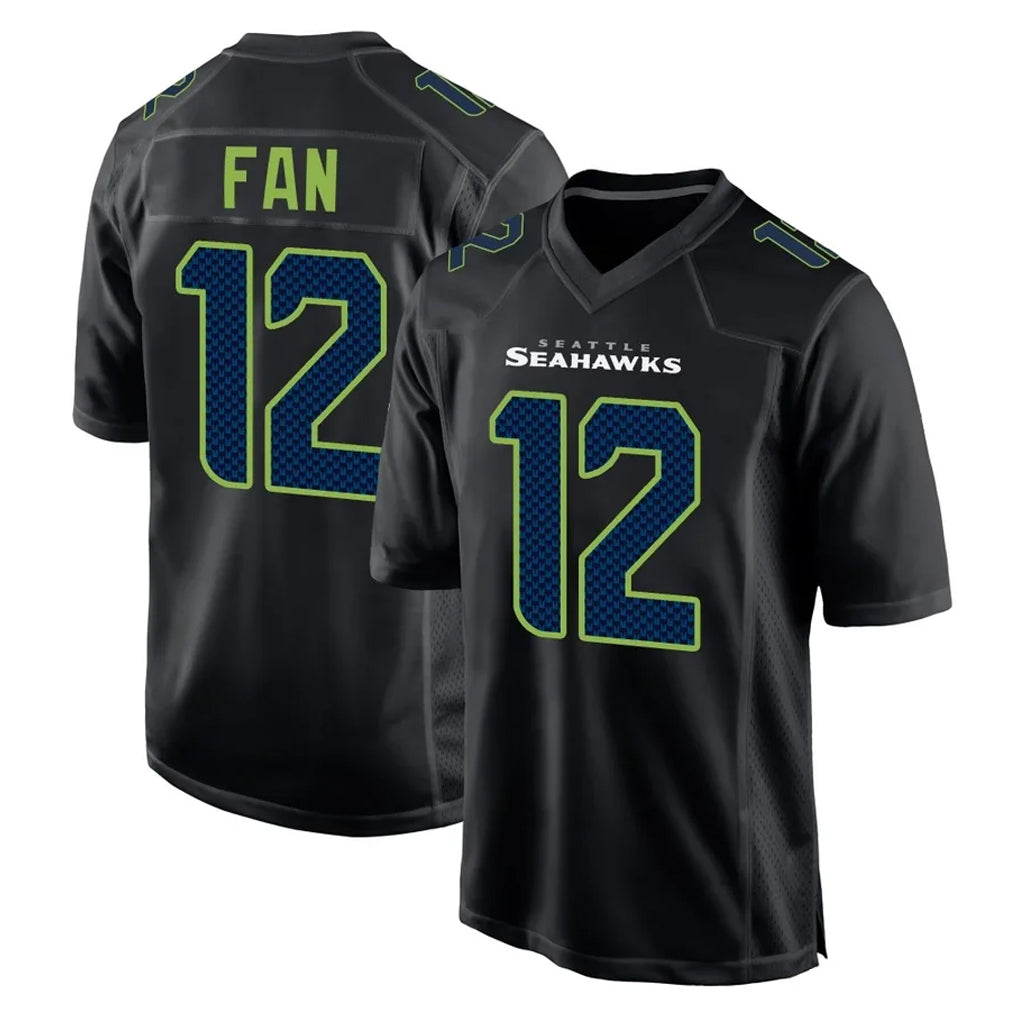 S.Seahawks #12 12th Fan Player Black Limited Fashion Home Game Gdoa Stitched Jerseys