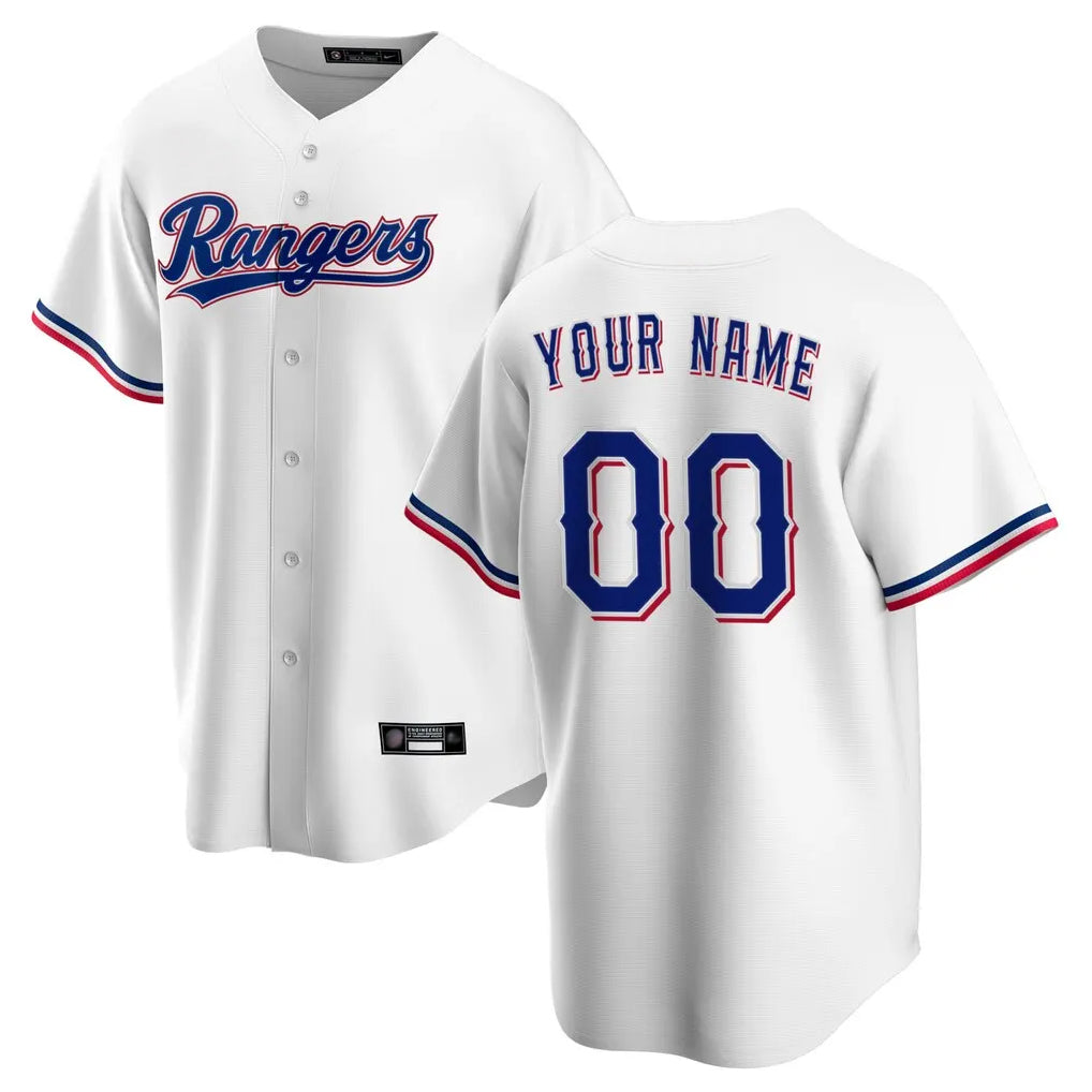 Custom T.Rangers White Home Game Any Name & Number Gdoa Stitched Jerseys