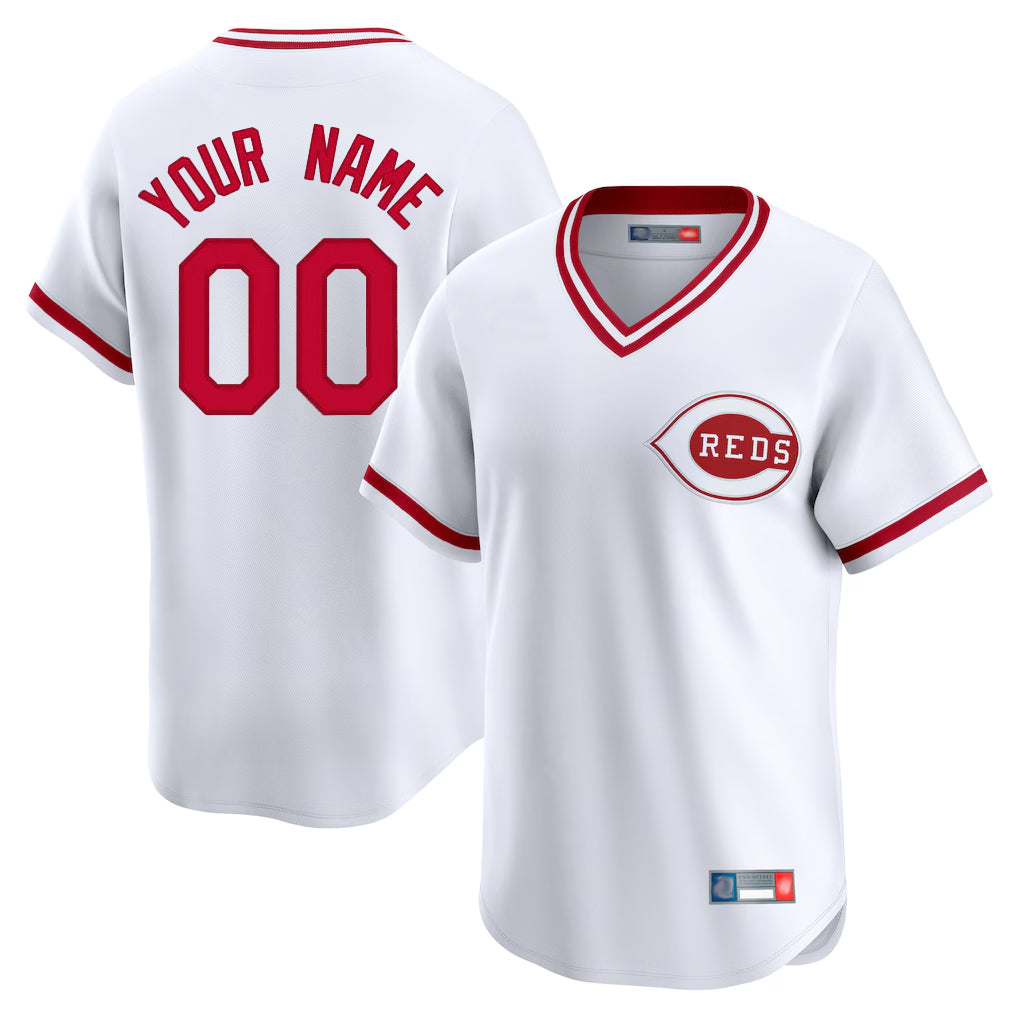 Custom C.Reds White Cooperstown Collection Limited T-shirt Home Any Name & Number Gdoa Stitched Jerseys