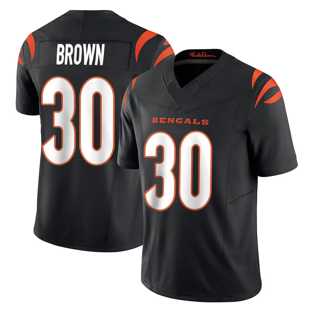 C.Bengals #30 Chase Brown Player Black Vapor F.U.S.E. Limited Home Game Gdoa Stitched Jerseys