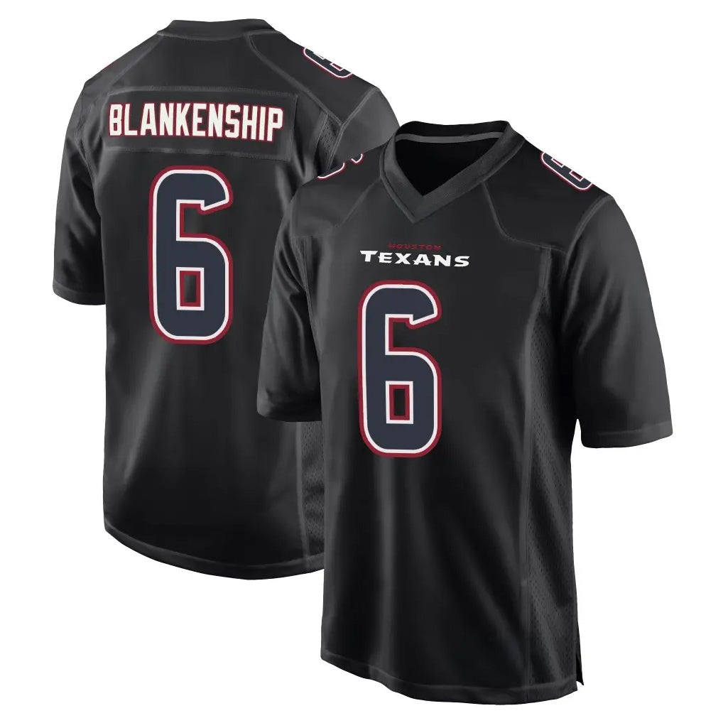 H.Texans #6 Reed Blankenship Player Black Fashion Home Game Gdoa Stitched Jerseys