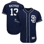 S.Diego Padres #13 Manny Machado Player Navy Majestic Patch Flex Base Game Fdoa Stitched Jerseys