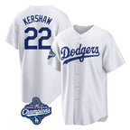 LA.Dodgers #22 Clayton Kershaw Player White World Series Meet Game Home Fdoa Stitched Jerseys