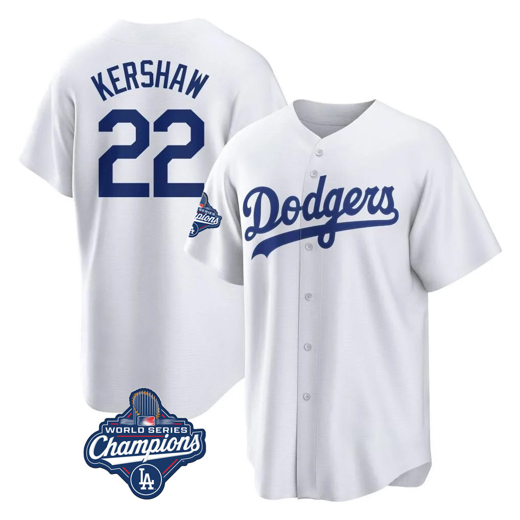 LA.Dodgers #22 Clayton Kershaw Player White World Series Meet Game Home Fdoa Stitched Jerseys