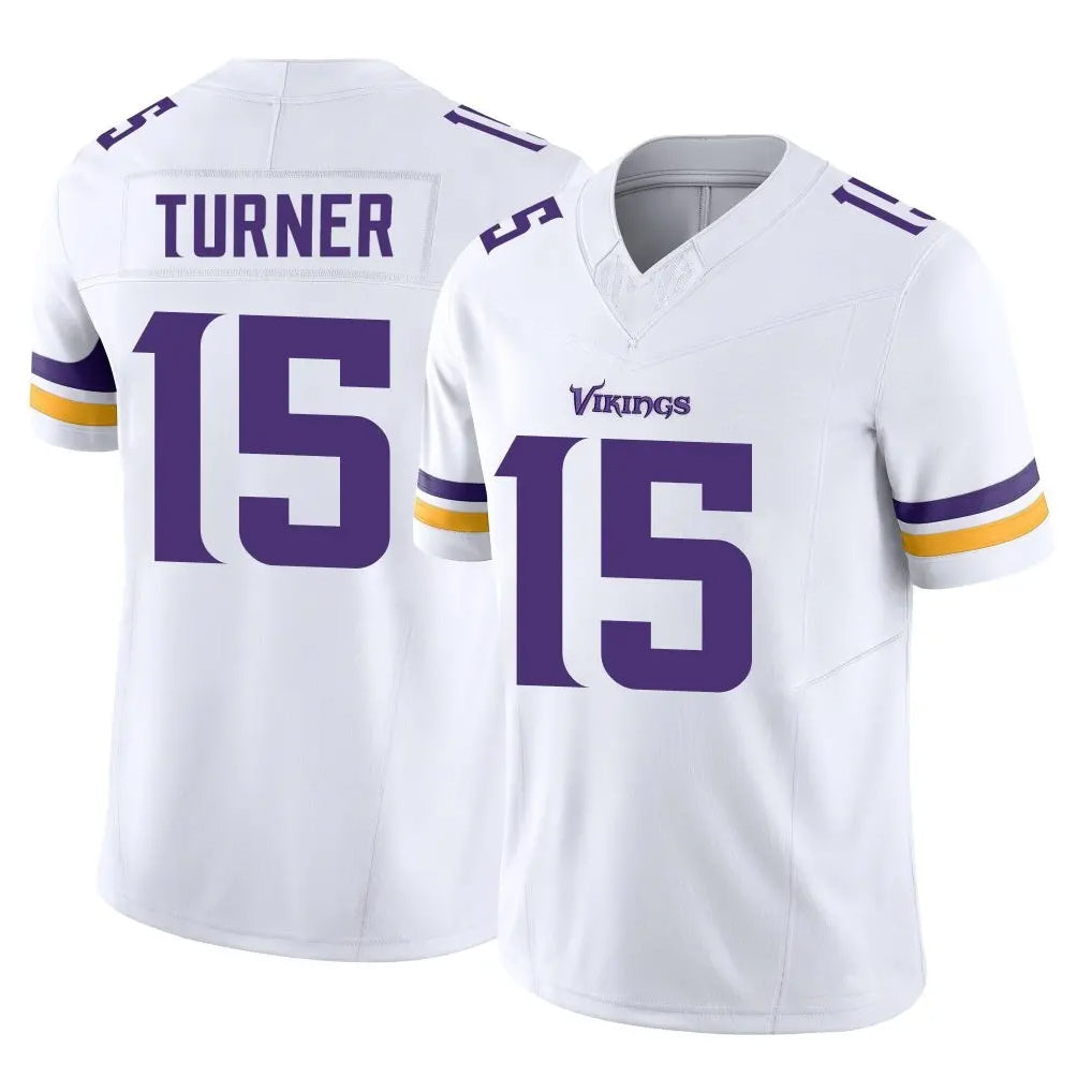 M.Vikings #15 Dallas Turner Player White Limited Vapor F.U.S.E. Home Game Gdoa Stitched Jerseys