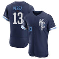 KC.Royals #13 Salvador Perez Player Navy City Connect Limited Elite Home Gdoa Stitched Jerseys