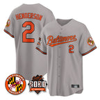 B.Orioles #2 Gunnar Henderson Player Gray 30th Anniversary of 2131 Home Game Gdoa Stitched Jerseys