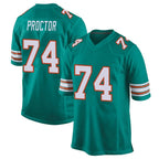 M.Dolphins #74 Kadyn Proctor Player Aqua Alternate Home Game Gdoa Stitched Jerseys