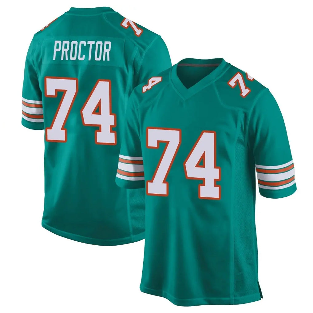 M.Dolphins #74 Kadyn Proctor Player Aqua Alternate Home Game Gdoa Stitched Jerseys