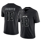 S.Seahawks #18 Elijah Arroyo Player Black Limited Reflective Home Game Gdoa Stitched Jerseys