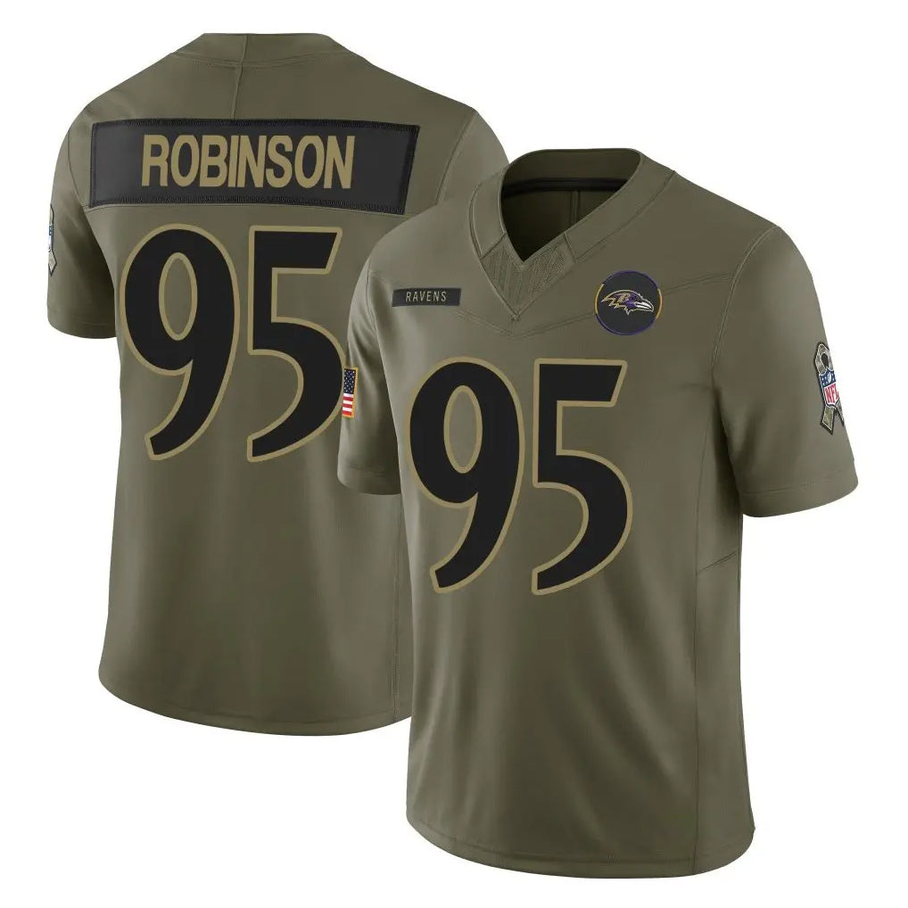 B.Ravens #95 Tavius Robinson Player Olive Salute To Service Limited Home Game Gdoa Stitched Jerseys
